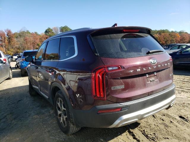 5XYP34HC7LG043907 - 2020 KIA TELLURIDE MAROON photo 3