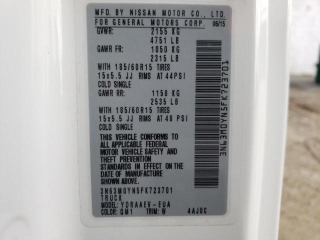 3N63M0YN5FK723701 - 2015 CHEVROLET CITY EXPRE WHITE photo 10