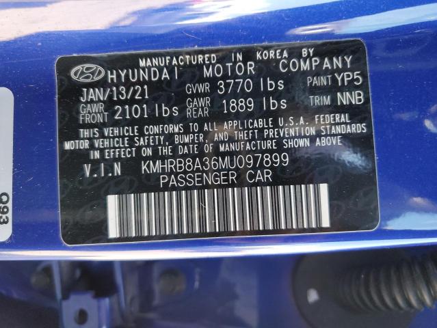 KMHRB8A36MU097899 - 2021 HYUNDAI VENUE SE BLUE photo 14