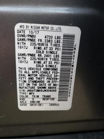 JN8AT2MV9JW304069 - 2018 NISSAN ROGUE S Grau Foto 10