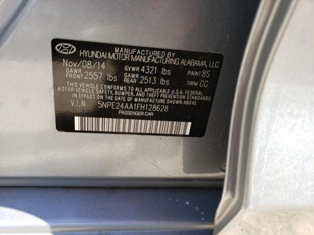 5NPE24AA1FH128628 - 2015 HYUNDAI SONATA ECO SILVER photo 10