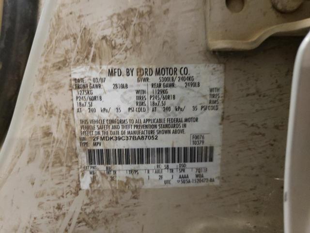 2FMDK39C37BA87052 - 2007 FORD EDGE SEL P TAN photo 10