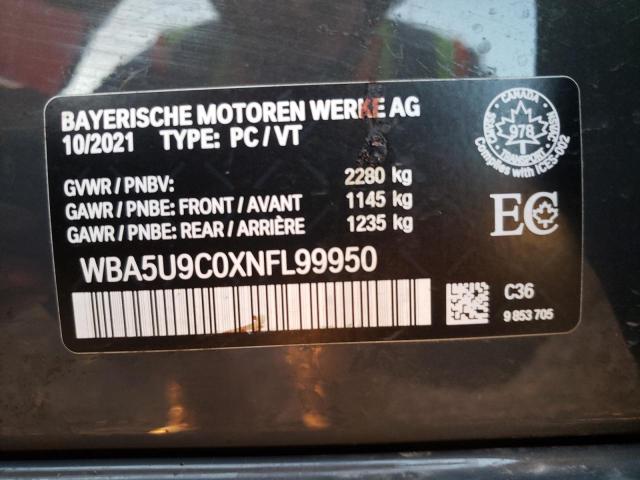 WBA5U9C0XNFL99950 - 2022 BMW M340XI GRAY photo 10