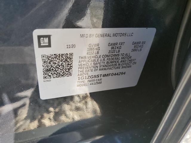 1G1ZG5ST4MF044294 - 2021 CHEVROLET MALIBU RS BLACK photo 10