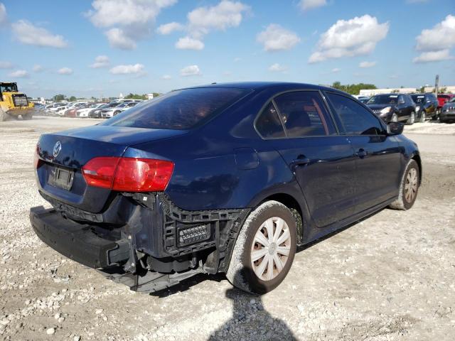 3VW2K7AJ3EM432375 - 2014 VOLKSWAGEN JETTA BASE BLUE photo 4