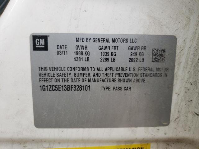 1G1ZC5E13BF328101 - 2011 CHEVROLET MALIBU 1LT თეთრი ფოტო 10