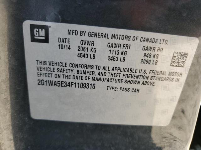 2G1WA5E34F1109316 - 2015 CHEVROLET IMPALA LIM GRAY photo 10