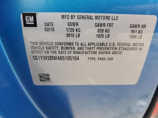 1G1YW3DW4A5105154 - 2010 CHEVROLET CORVETTE G BLUE photo 10