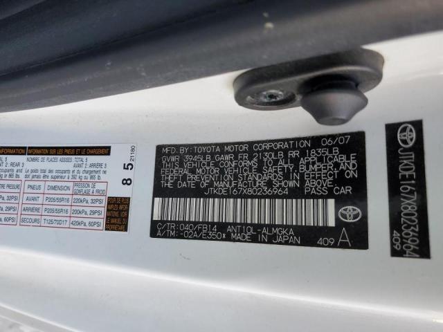 JTKDE167X80236964 - 2008 TOYOTA SCION TC WHITE photo 13