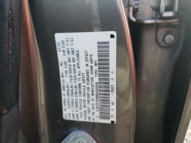 5J8TB18288A000094 - 2008 ACURA RDX CHARCOAL photo 10