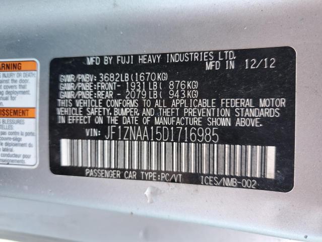 JF1ZNAA15D1716985 - 2013 TOYOTA SCION FR-S SILVER photo 10