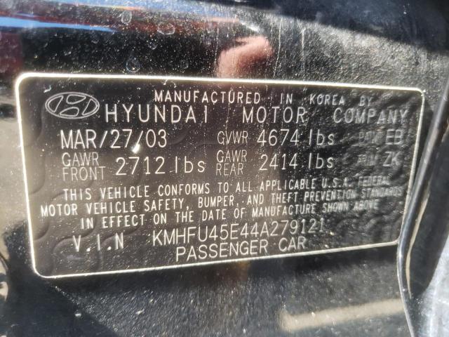 KMHFU45E44A279121 - 2004 HYUNDAI XG 350 BLACK photo 10