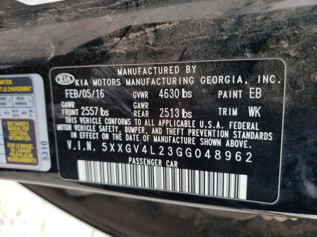 5XXGV4L23GG048962 - 2016 KIA OPTIMA SXL BLACK photo 10