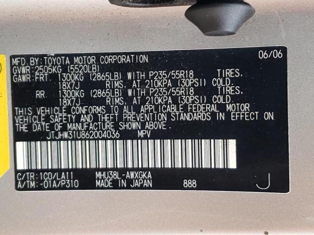 JTJHW31U862004036 - 2006 LEXUS RX 400 SILVER photo 13