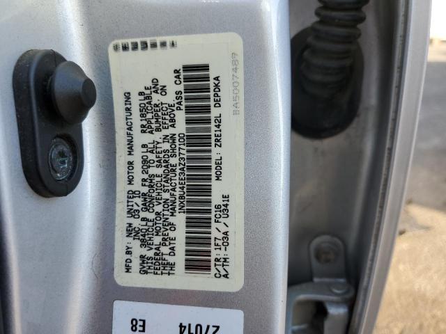 1NXBU4EE3AZ377100 - 2010 TOYOTA COROLLA XS SILVER photo 10