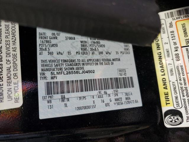 5LMFL28558LJ04502 - 2008 LINCOLN NAVIGATOR 黑色 照片 10