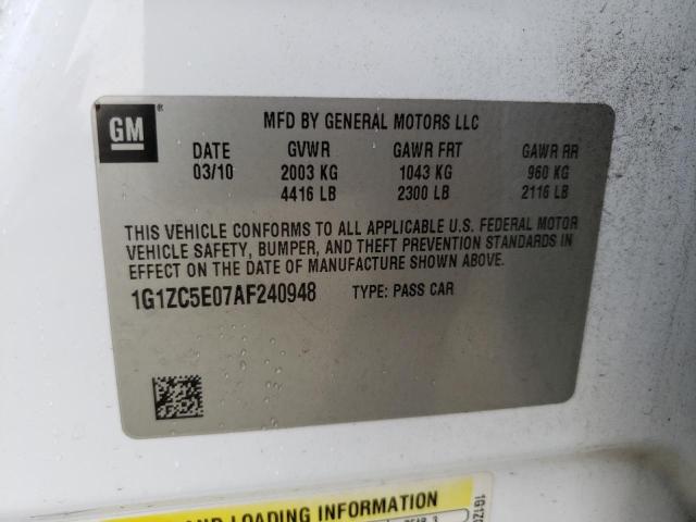 1G1ZC5E07AF240948 - 2010 CHEVROLET MALIBU 1LT თეთრი ფოტო 10