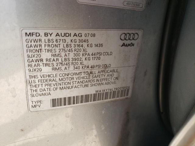 WA1AY74L79D010129 - 2009 AUDI Q7 3.6 QUA TURQUOISE photo 10