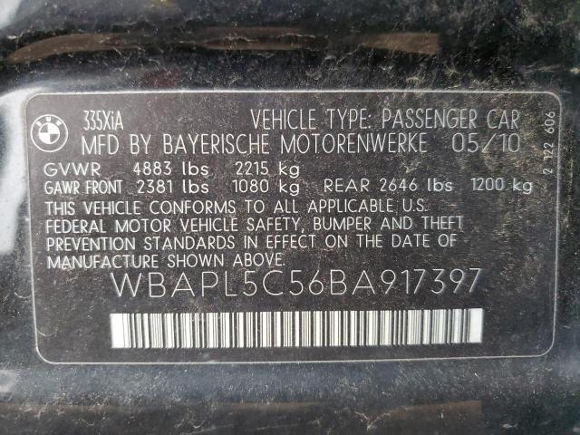 WBAPL5C56BA917397 - 2011 BMW 335 XI BLACK photo 12