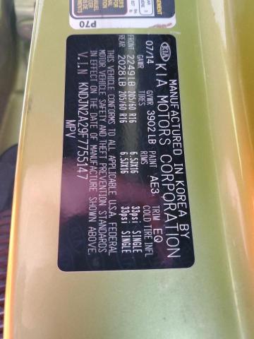 KNDJN2A29F7755147 - 2015 KIA SOUL GREEN photo 10