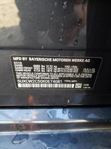 5UXCW2C50K0E74081 - 2019 BMW X7 XDRIVE4 GRAY photo 10