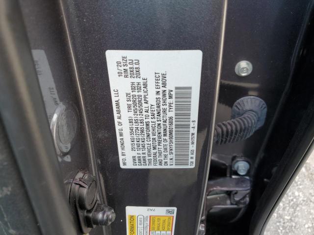 5FNYF5H90MB016806 - 2021 HONDA PILOT TOUR GRAY photo 10