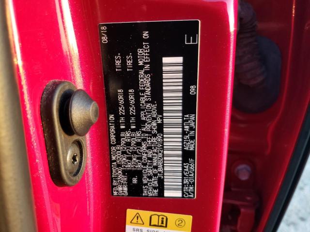 JTJBARBZXK2191890 - 2019 LEXUS NX 300 BAS 红色 照片 10