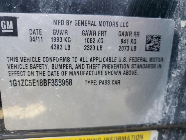 1G1ZC5E18BF358968 - 2011 CHEVROLET MALIBU 1LT 黑色 照片 10