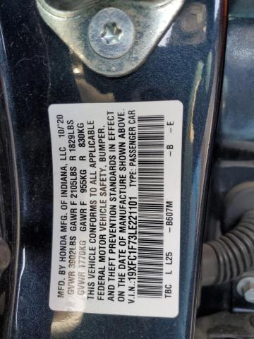 19XFC1F73LE221101 - 2020 HONDA CIVIC EXL 灰色 照片 12