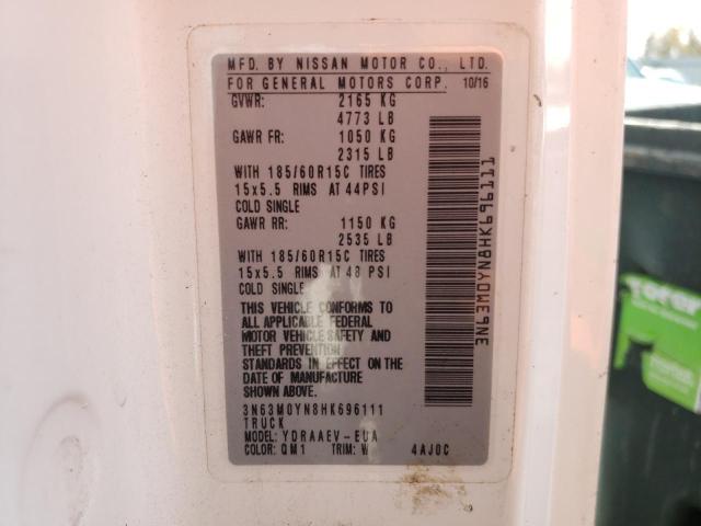 3N63M0YN8HK696111 - 2017 CHEVROLET CITY EXPRE Ağ foto 10