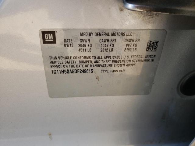 1G11H5SA5DF249616 - 2013 CHEVROLET MALIBU LTZ ვერცხლისფერი ფოტო 10