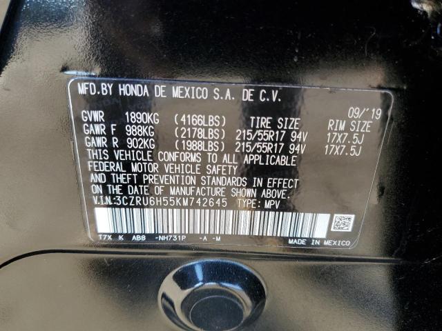 3CZRU6H55KM742645 - 2019 HONDA HR-V EX BLACK photo 10