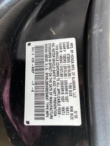 5FNRL386X8B054847 - 2008 HONDA ODYSSEY EX BLACK photo 10