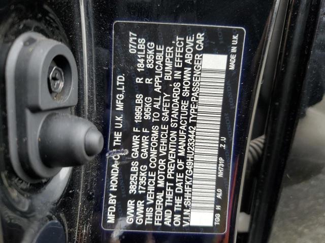 SHHFK7G49HU233442 - 2017 HONDA CIVIC SPOR 黑色 照片 10