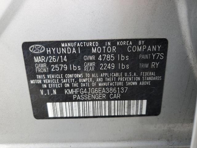 KMHFG4JG6EA386137 - 2014 HYUNDAI AZERA SILVER photo 10