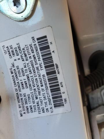 2HGFC1F73GH633739 - 2016 HONDA CIVIC EXL Biały zdjęcie 10