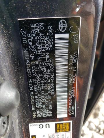 JTDKAMFP5M3182672 - 2021 TOYOTA PRIUS PRIM 灰色 照片 10