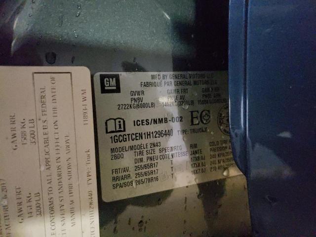 1GCGTCEN1H1296440 - 2017 CHEVROLET COLORADO L GRAY photo 10