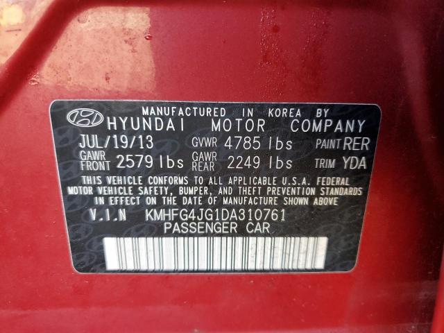 KMHFG4JG1DA310761 - 2013 HYUNDAI AZERA RED photo 10