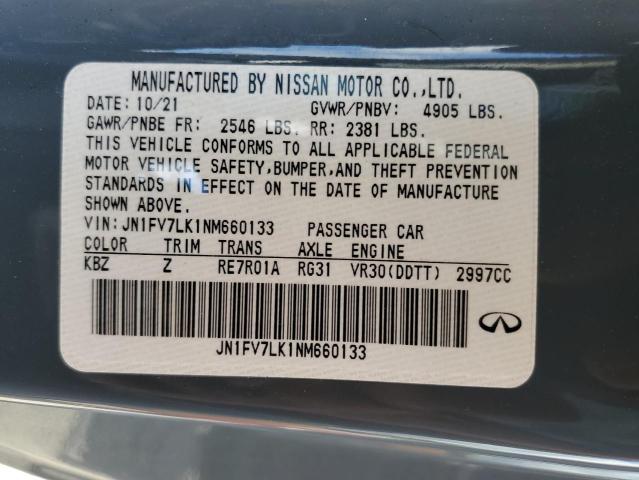 JN1FV7LK1NM660133 - 2022 INFINITI Q60 RED SP BLUE photo 10