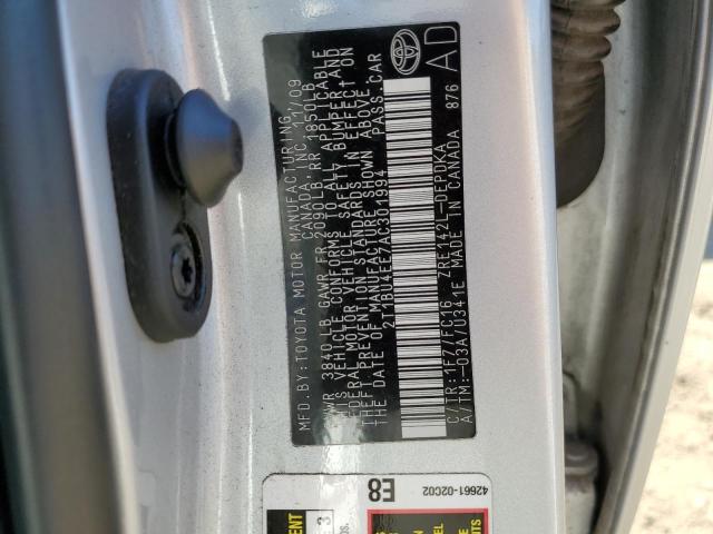 2T1BU4EE7AC301994 - 2010 TOYOTA COROLLA BA SILVER photo 10