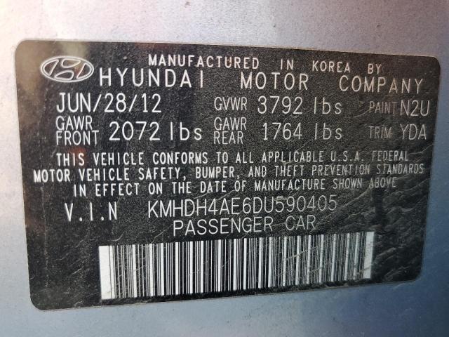 KMHDH4AE6DU590405 - 2013 HYUNDAI ELANTRA GL BLUE photo 10