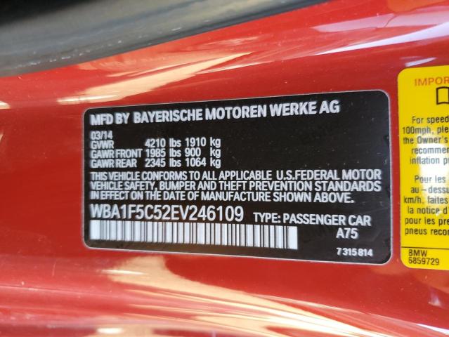 WBA1F5C52EV246109 - 2014 BMW 228 I RED photo 10