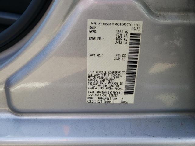 1N4BL4DV1MN369011 - 2021 NISSAN ALTIMA SV SILVER photo 12