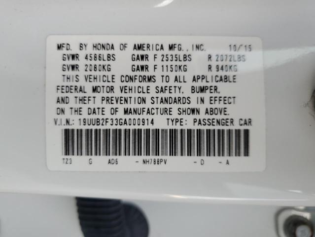 19UUB2F33GA000914 - 2016 ACURA TLX Blanco foto 10