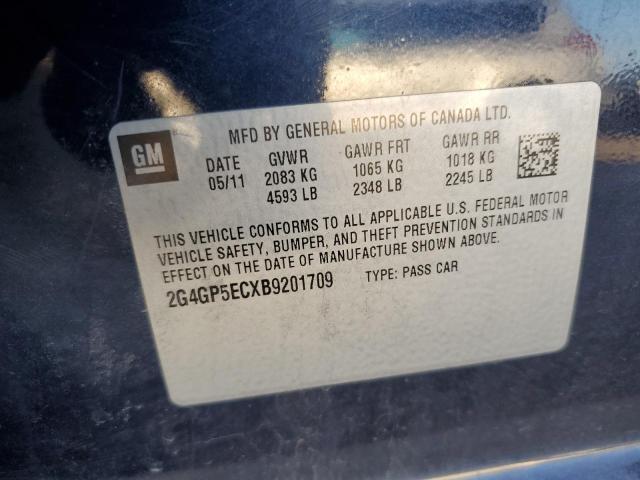 2G4GP5ECXB9201709 - 2011 BUICK REGAL CXL BLUE photo 10