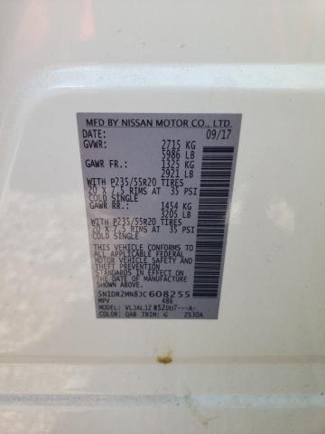 5N1DR2MN8JC608255 - 2018 NISSAN PATHFINDER WHITE photo 10