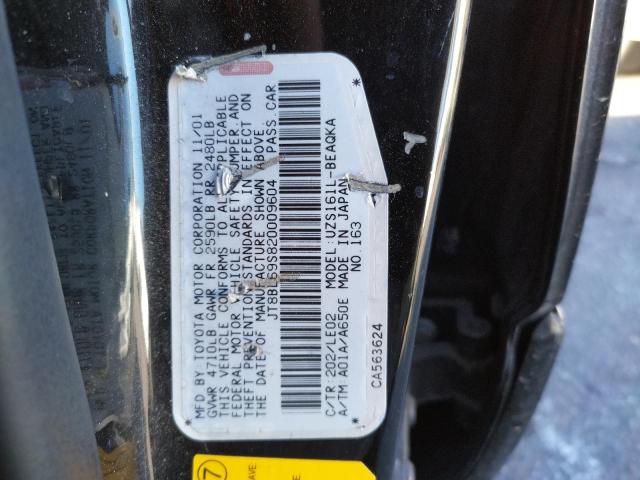 JT8BL69S820009604 - 2002 LEXUS GS 430 BLACK photo 10