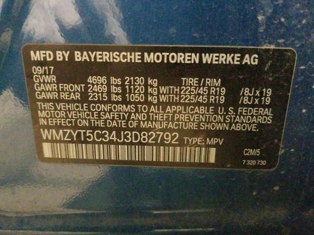 WMZYT5C34J3D82792 - 2018 MINI COOPER S C BLUE photo 10