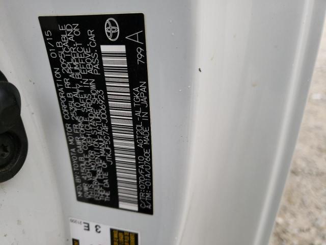 JTKJF5C74FJ006923 - 2015 TOYOTA SCION TC WHITE photo 10